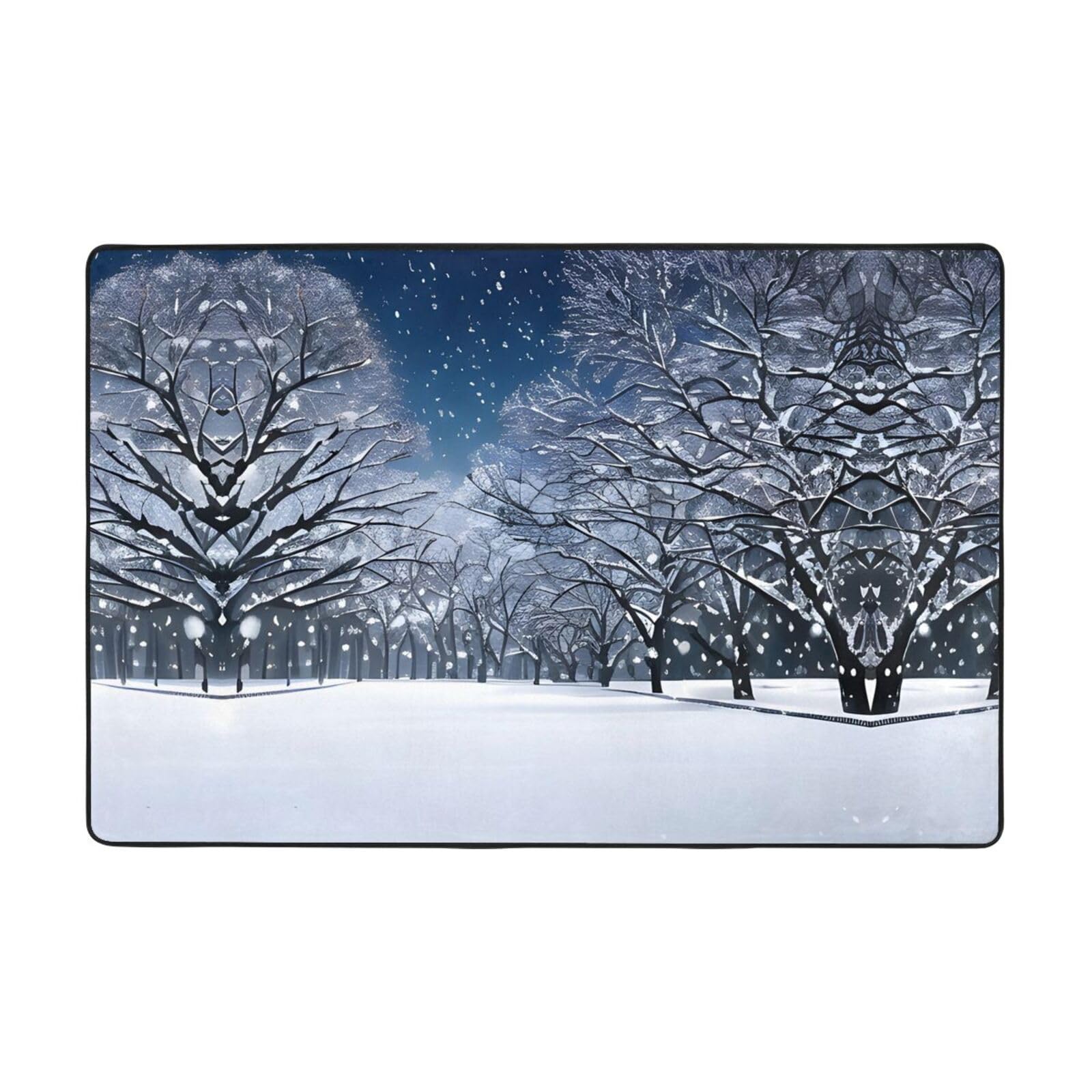 Tapis super doux avec design de neige d'hiver pour salon élégant