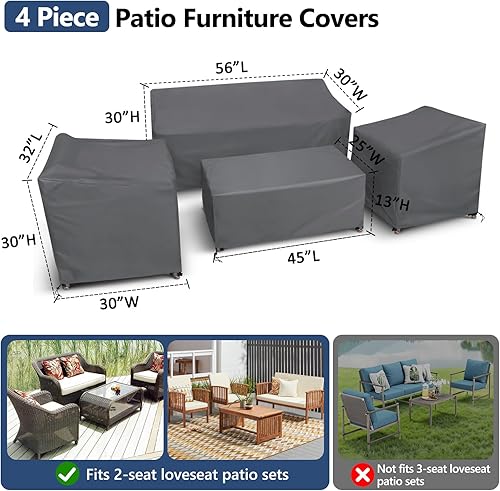Miniatura 2 de STARTWO - Funda impermeable para muebles de exterior, juego de 4 fundas para muebles de patio, fundas de patio resistentes para 1 funda de sofá, 2