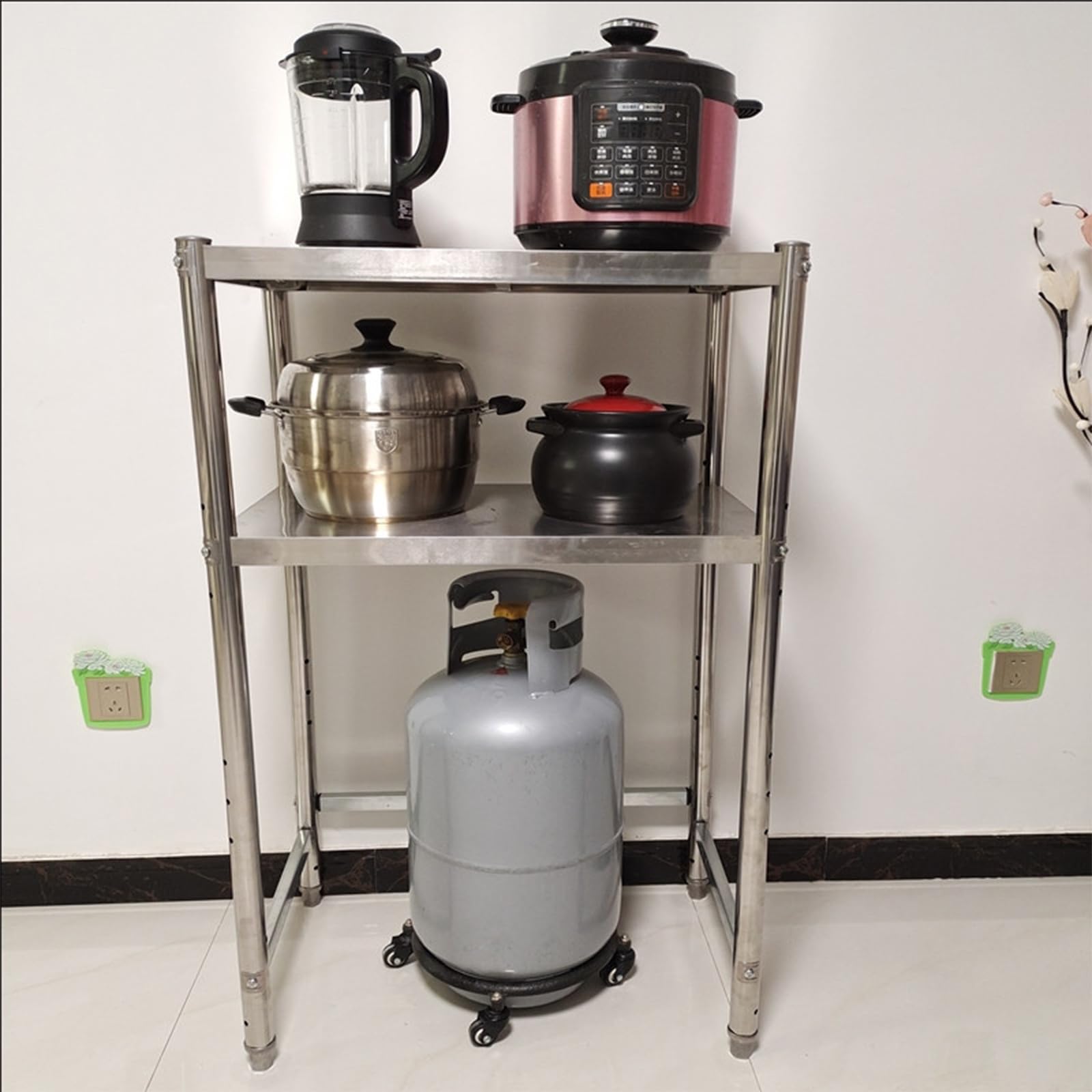 Mini supporto per frigorifero con ripiani regolabili, ripiano in acciaio inox per microonde, spazio inferiore aperto, si adatta alla maggior parte dei mini frigoriferi ed elettrodomestici, per