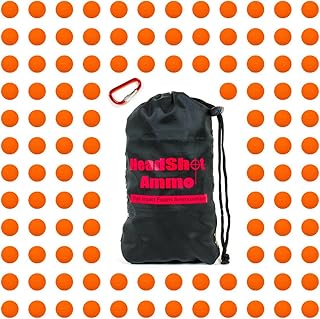 [110 Rounds] Nerf Rival Compatible Ammo by Headshot Ammo - Bulk Orange Foam Bullet Ball Replacement Refill Pack for Apollo, Zeus, Khaos, Atlas, & Artemis Blasters (HIR, High-Impact Rounds - Orange)