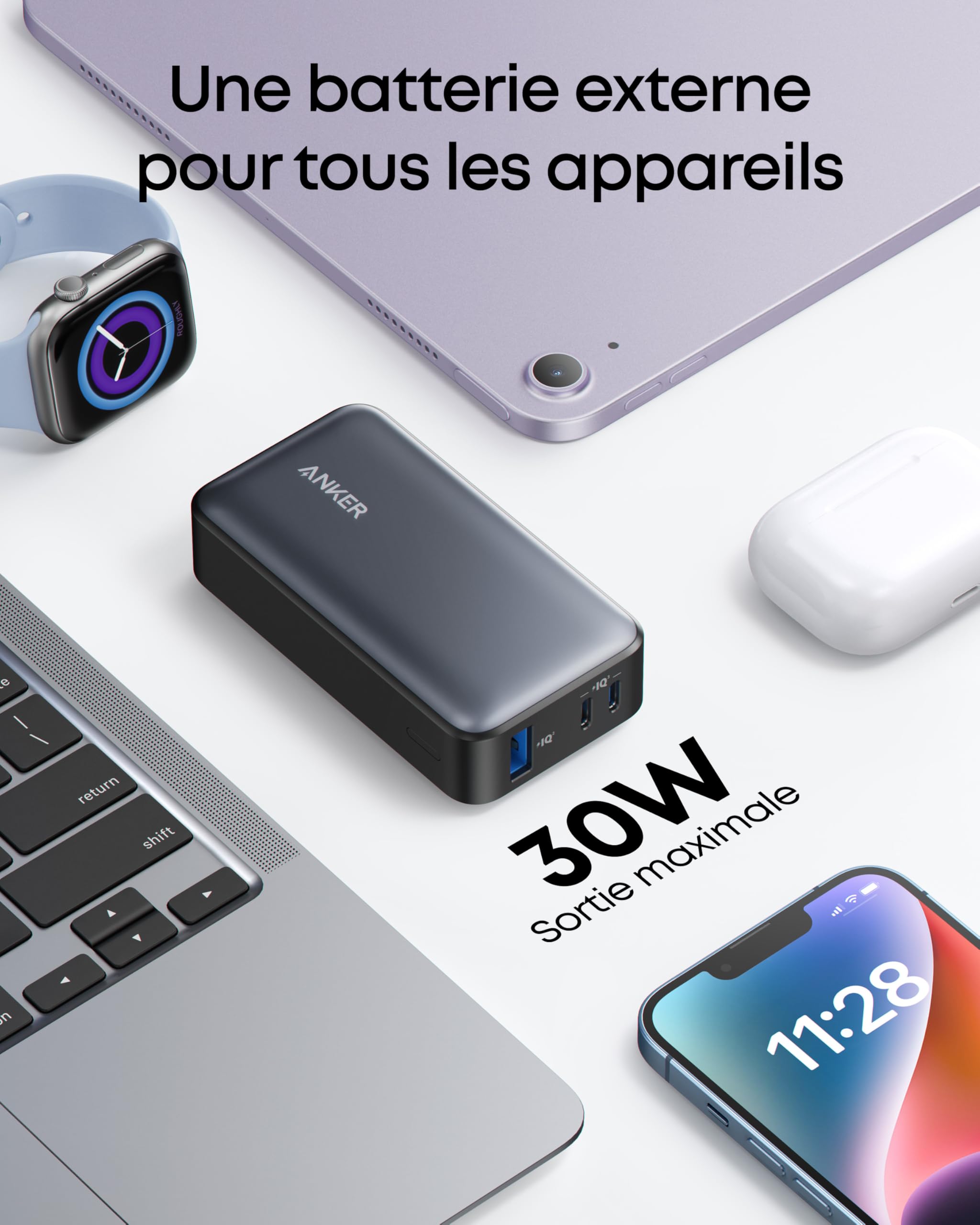 Anker 533 Batterie Externe 10000 mAh avec Sortie PD 30W Max