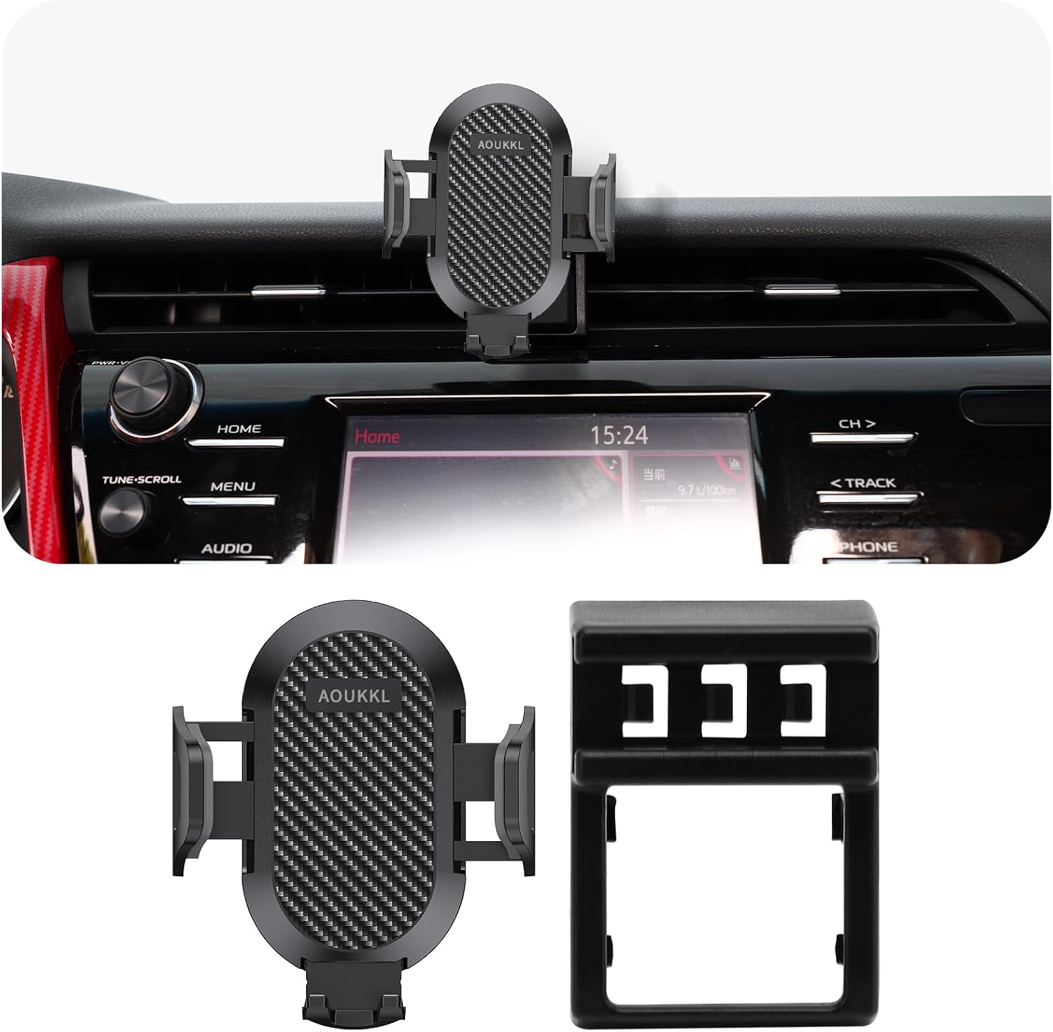 Car Phone Holder Fits for Toyota Camry 2018-2020 Accessories,Thick Cases Friendly,Cell Phone Mount for 4.7-7 in Phones,360 Degree Rotation,Easy to Install