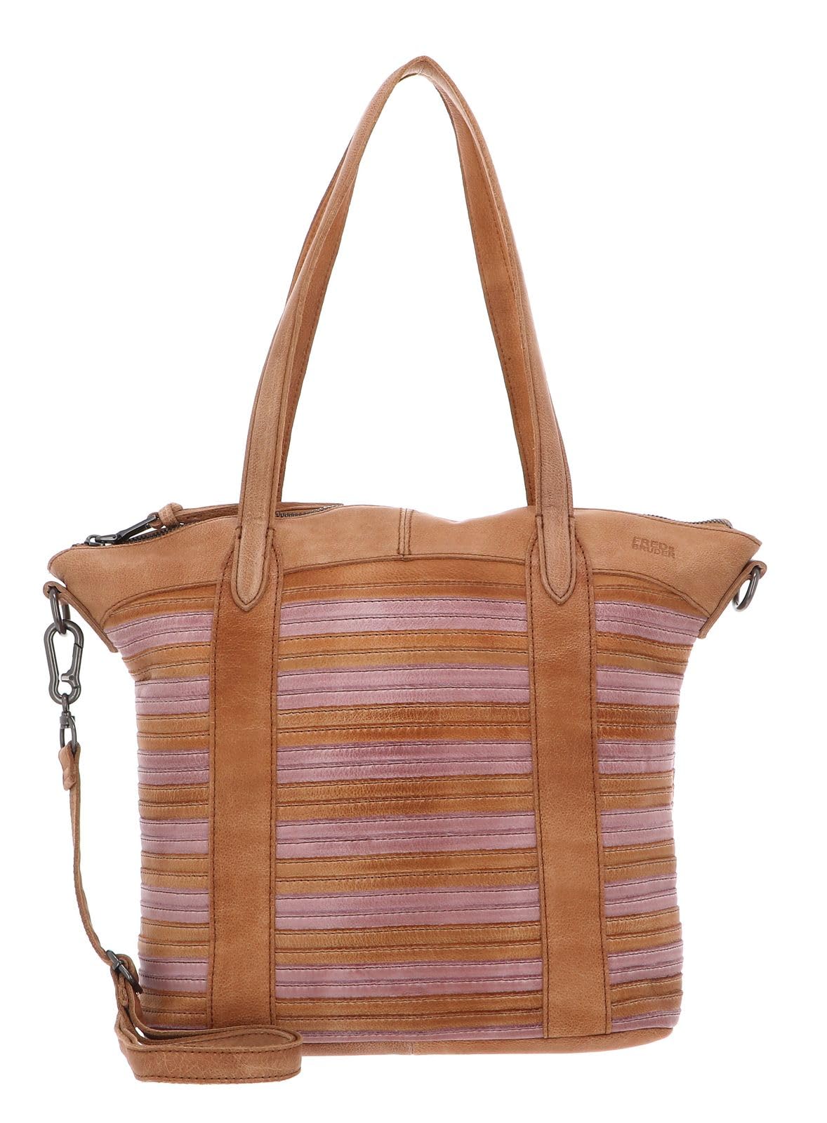 FREDsBRUDER Leder Schultertasche Umhängetasche Good Mood Shopper Sand & Rose hellbraun