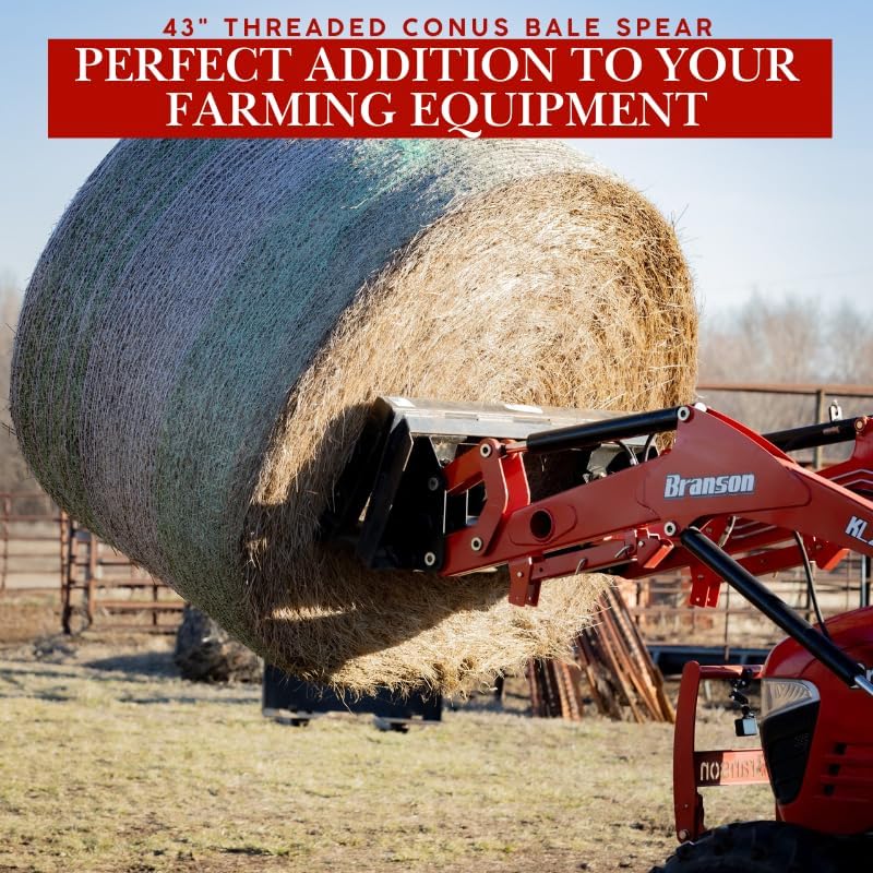 Ag Rite 2-Spear Premium Combo Conus 2 Bale Spears 43 Inch | Weldable Sleeves 3350 lb Capacity | Heavy Duty Hay Handling Attachment | Round and Square Bales Farm Ranch Use