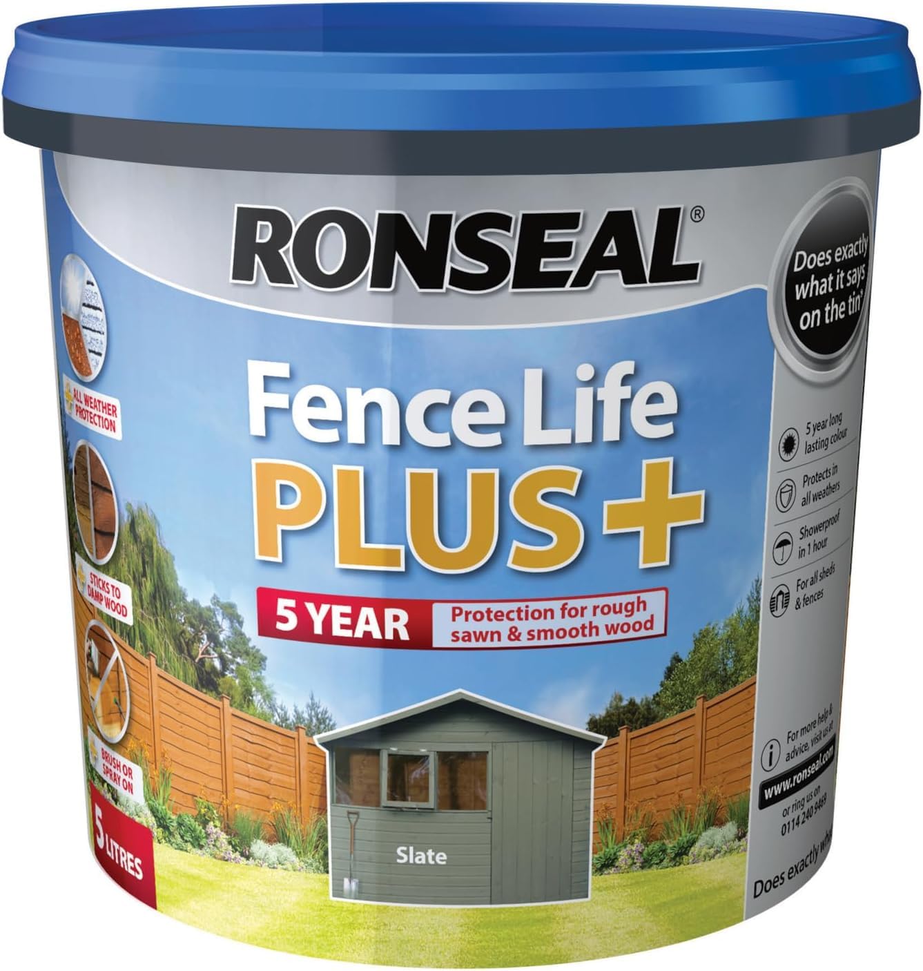 5L, Slate, Plus Wood Treatment, Weather-Resistant & Protective Wood Preserver for Indoor & Outdoor Use