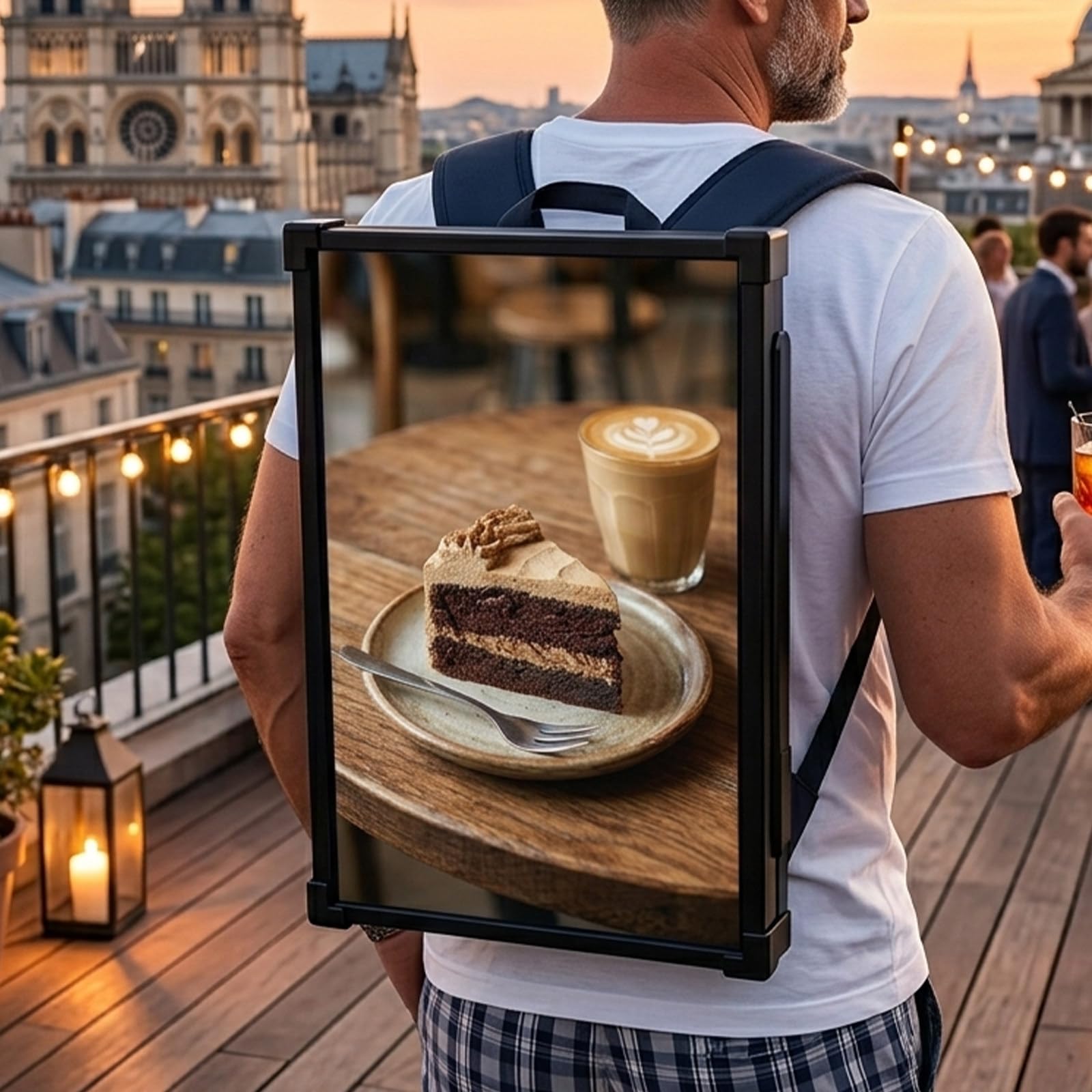 Giuggiolared 21.5 Inch Advertising Backpack, 1000nits High Brightness LCD Digital Signage Backpack, Human Walking Backpacks Digital Billboard with USB/App Input for Auto ADs Playback