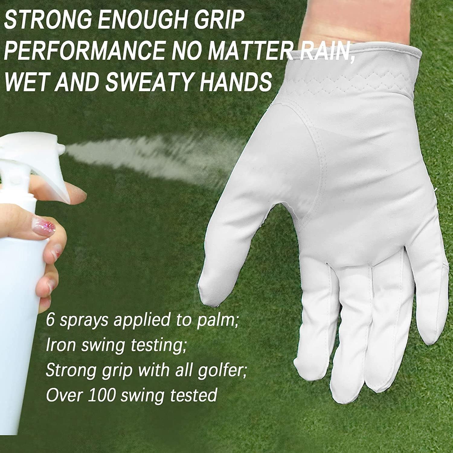 FINGER TEN Golf Gloves Ladies Right Hand All Weather Soft Rain Grip in Pair or 2 Pack - Image 4