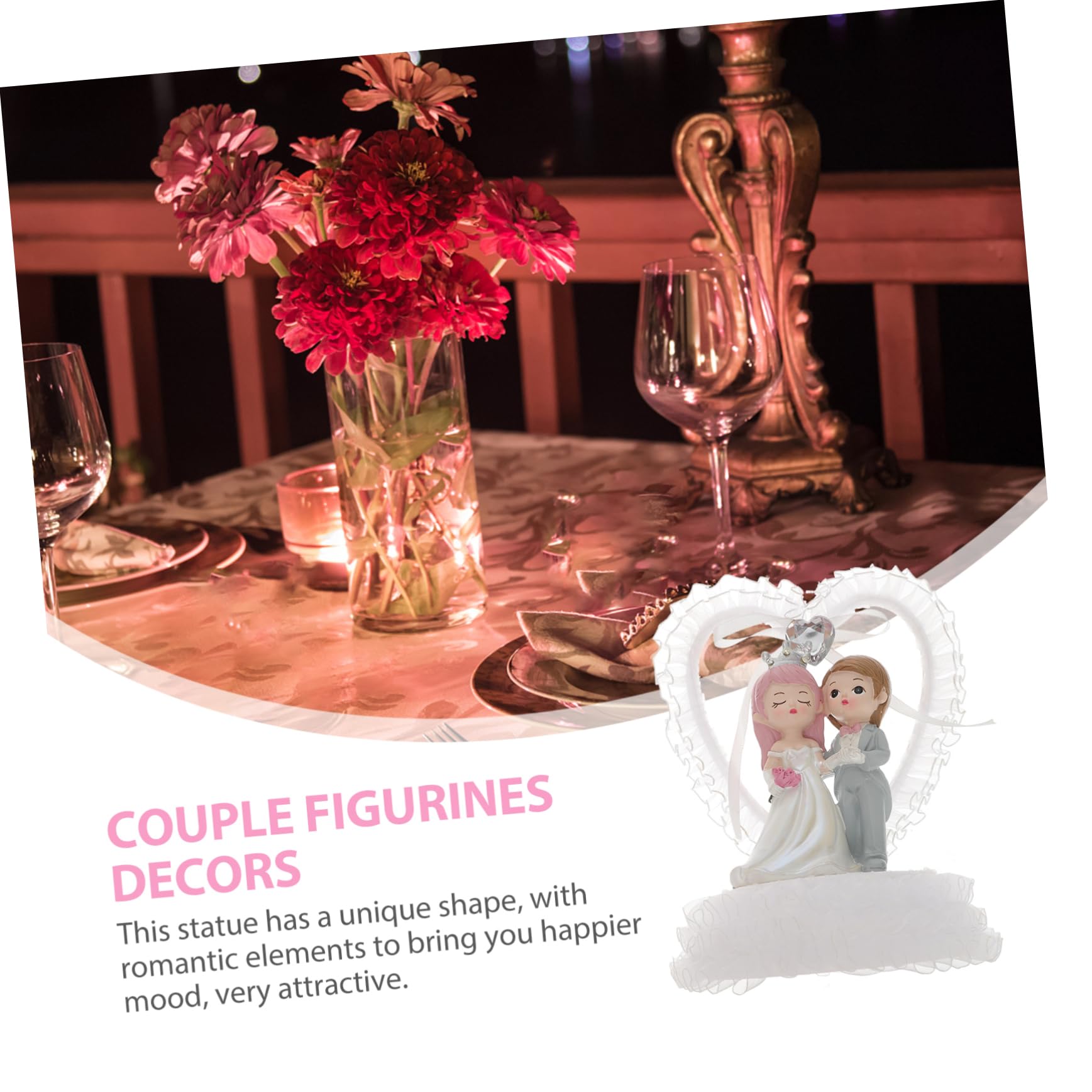 STOBAZA Adorno para Novia y Novio de Plástico para Decoración de Boda | Figura Forma de Pareja, Acabado Romántico, Uso en Dormitorios y Eventos, Fácil de Limpiar