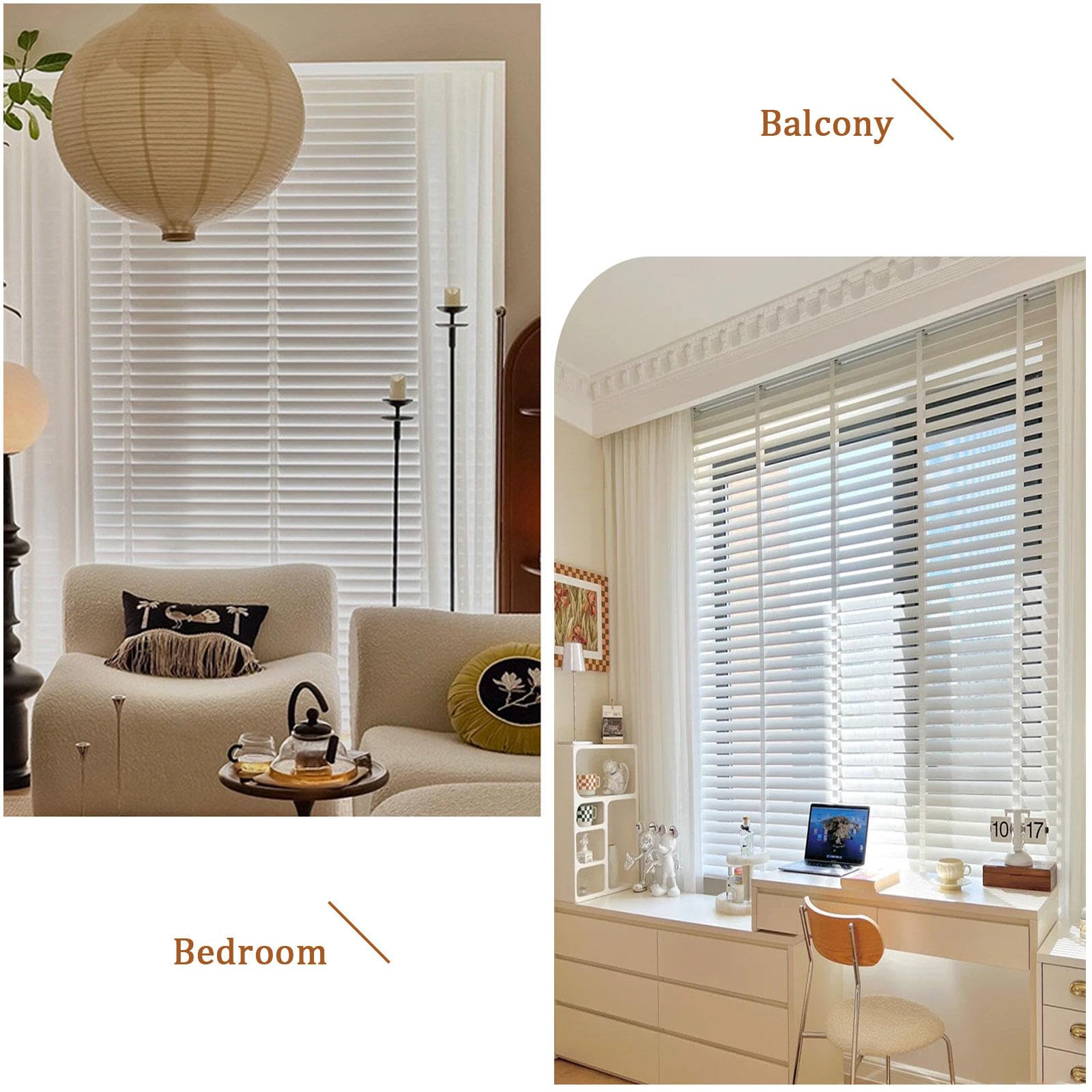 Holzjalousien, weiß, verdunkelnd, horizontal, 40–120 cm, Massivholz, 50 mm Lamellen für Innenfenster, BxH 95 x 150 cm, stilvolle Fensterabdeckung
