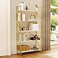 DWVO 6 Tier Bookshelf Tall Bookcase, Modern Gold Book Shelf, Open Display Storage Rack Shelves for Living Room/Bedroom/Home/Office/Kitchen, White & Gold