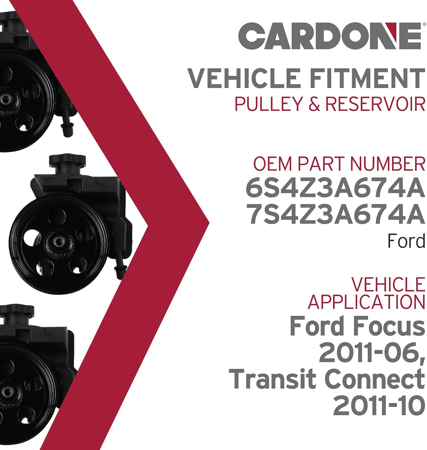 Cardone 96-74326 Power Steering Pump Automotive Replacement Compatible with Ford Focus 2006-2011, Ford Transit Connect 2010-2011 Model Years