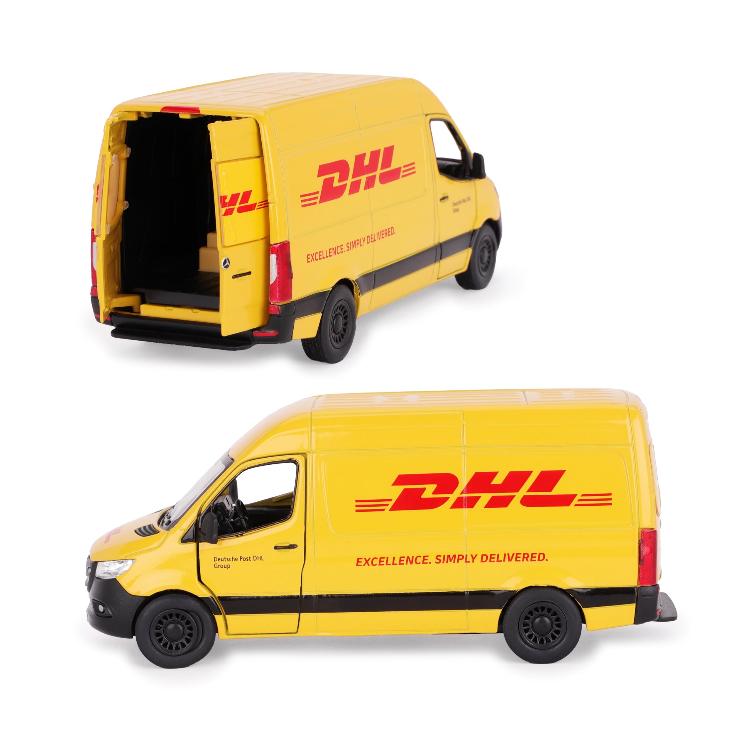 DHL Pull Back & Go MB Sprinter Van - Diecast - Scale 1:48 - Toy Vehicles - Suitable For Ages 3+