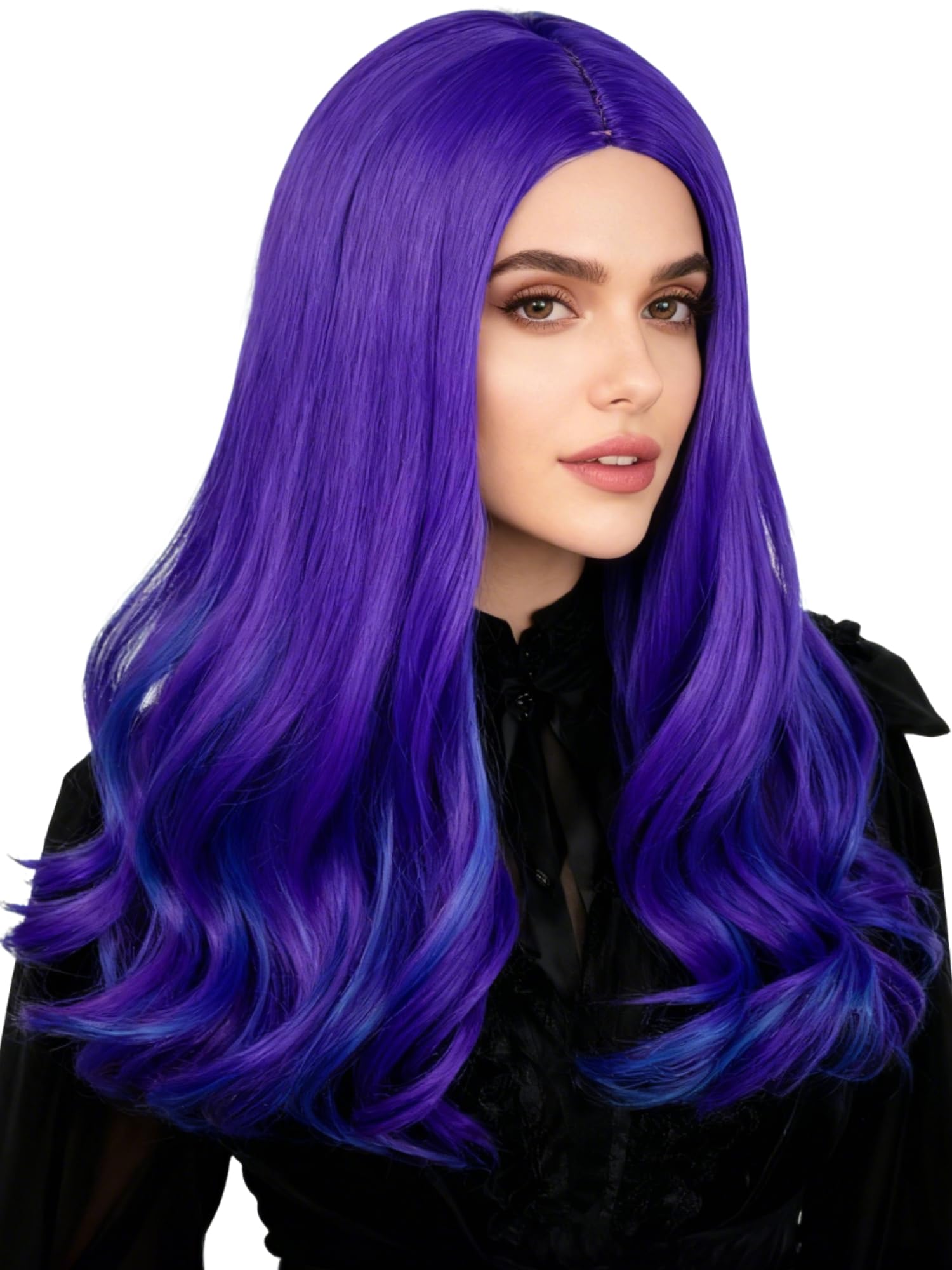 Amazon.com: Long Curly Purple Wave Wig Gradient Purple Blue 