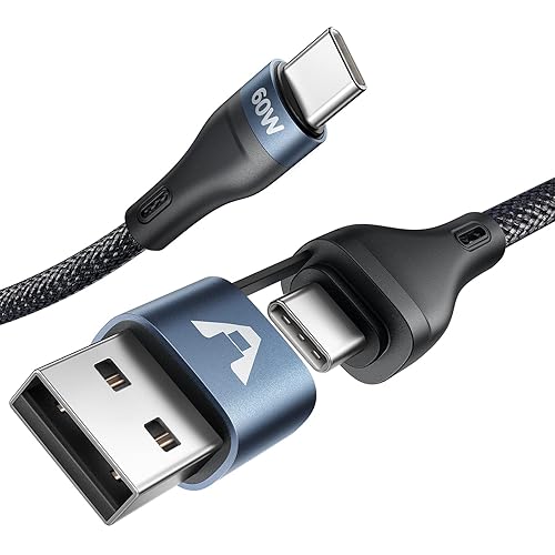 Paquete de 2 cables USB C a USB C 2 en 1 cable USB-C de carga rápida de 6 pies 60 W iPad Pro cable trenzado USB a tipo C compatible con portátiles