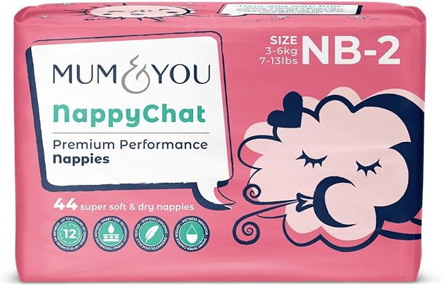 Mum & You Eco Friendly Baby Nappies Size 2 (3-6kg / 7-13lbs) | 1 Pack of 44 Premium Nappies | Super Soft, Up to 12h of Dryness | Breathable & Super Absorbant with Extra Leak Protection