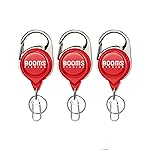 Booms Fishing RG1 Fly Fishing Zinger Retractor, 3pcs Red Retractable Keychain