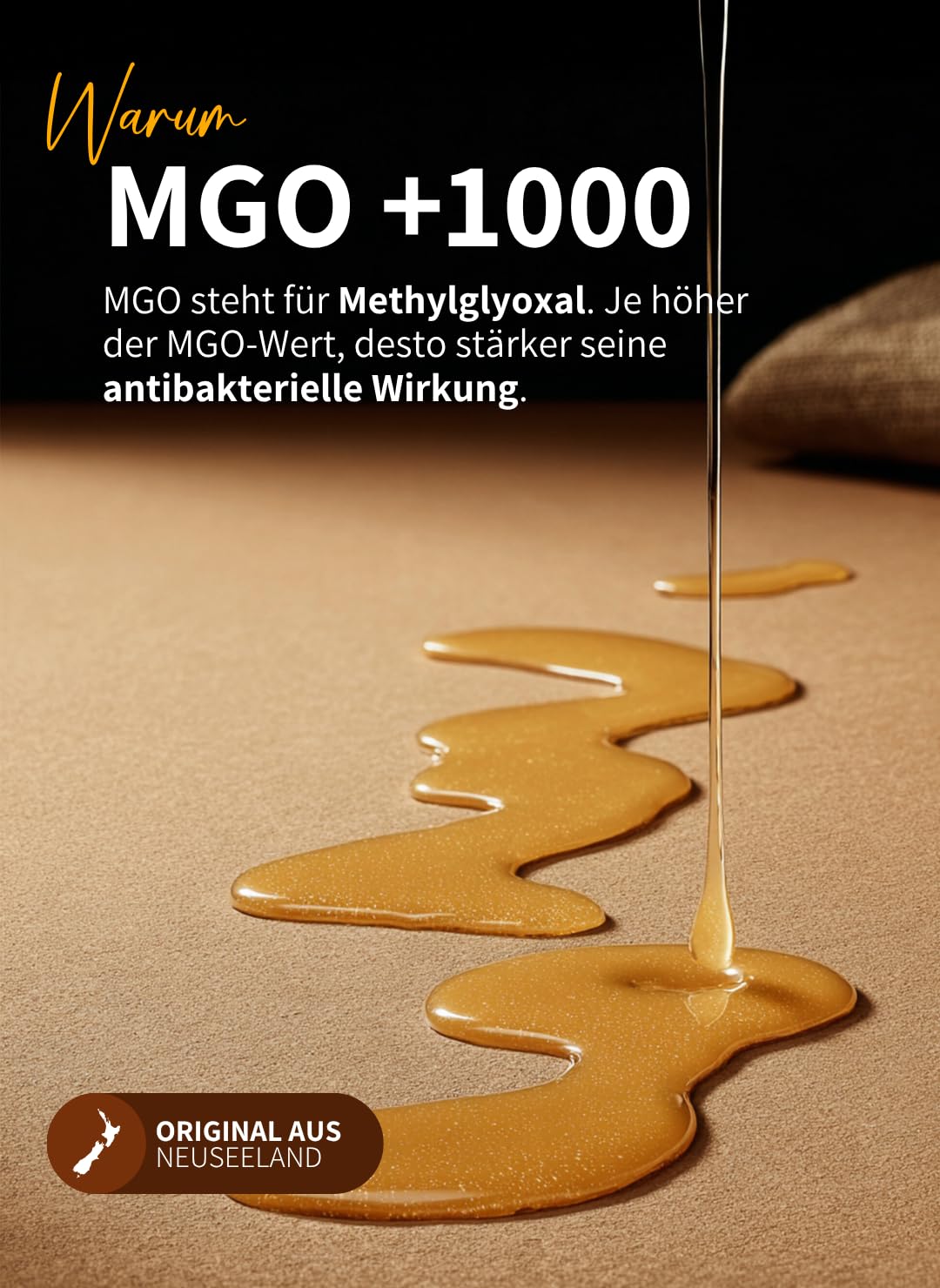 bedrop Manuka Honig mit MGO 1000+ 140g XXL Glas aus Neuseeland | 100% Premium Manukahonig I Zertifizierter MGO Gehalt I lichtgeschützter Glastiegel