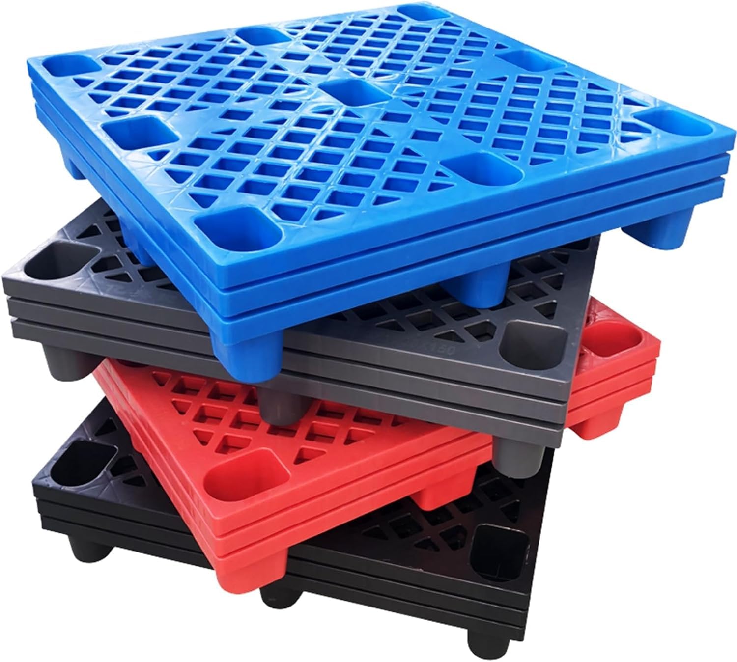 Palettes en polyéthylène Palettes en Plastique légères Palettes en Plastique de sécurité emboîtables Rayonnages de Stockage d'entrepôt Empilage Facile Palettes(Black-1pack)