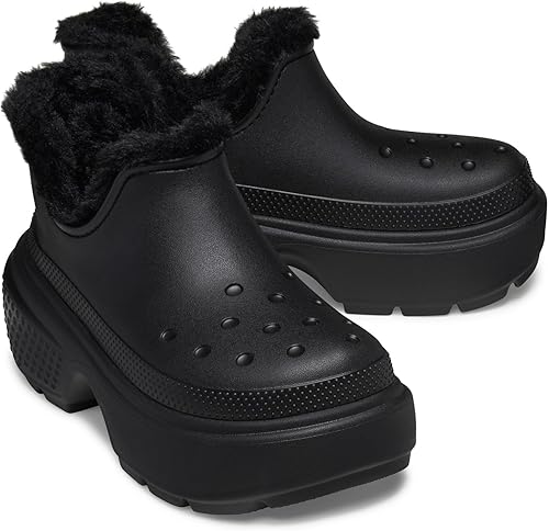 Crocs Unisex Stomp Lined Shorty Boots Black/Black Mens 8, Womens 10 Medium