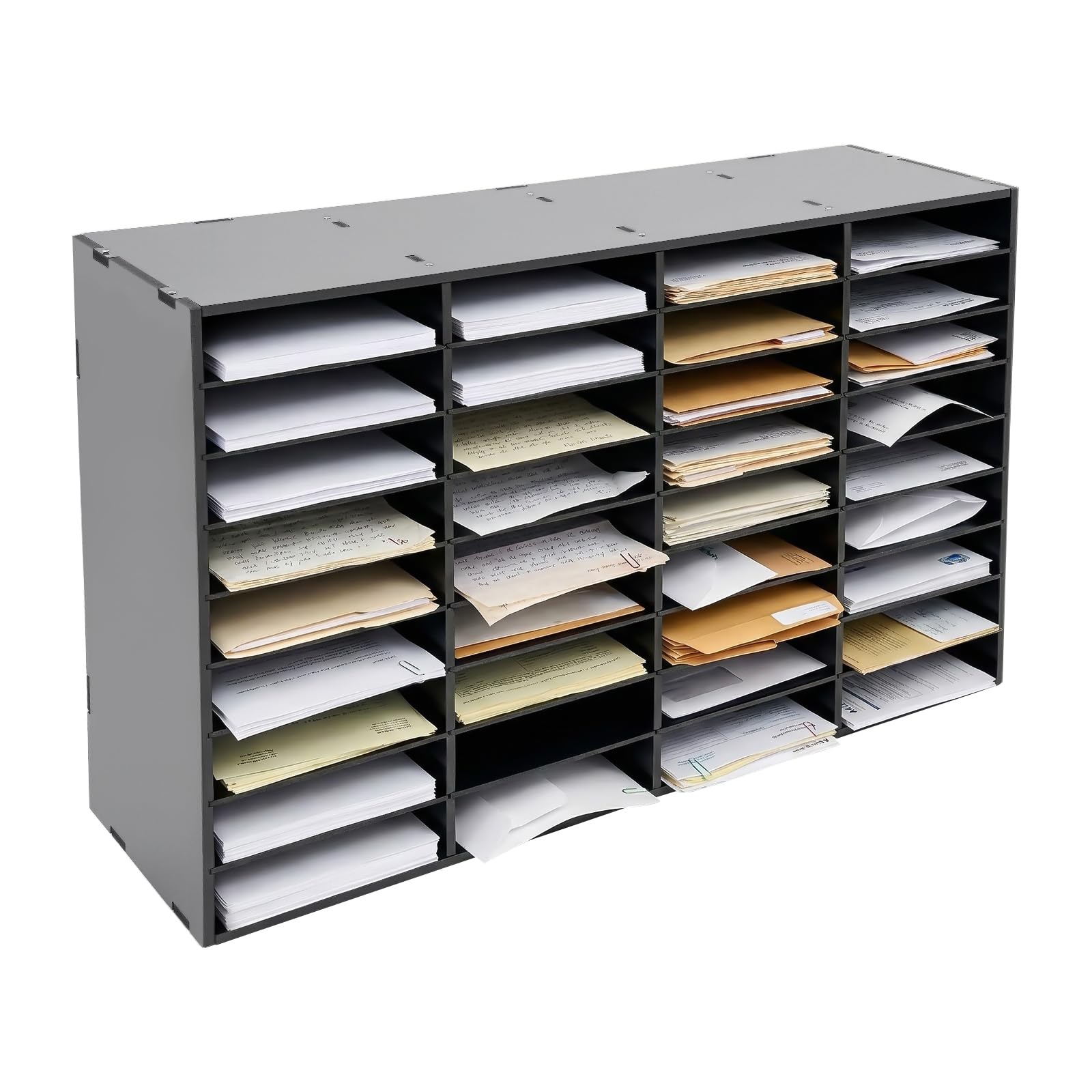 Eieblek Mail Organizer, 36 Slots Literature Organizer with Adjustable Shelves, Office Mailbox, Wooden Mailbox Sorter, Wood Classroom Mailbox for Office Home School