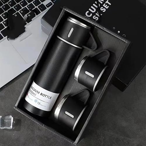 Termoes de acero inoxidable 16.9 fl oz16.9oz botella aislada al vacío con taza para café bebida caliente y botella de agua fría (gris, juego)