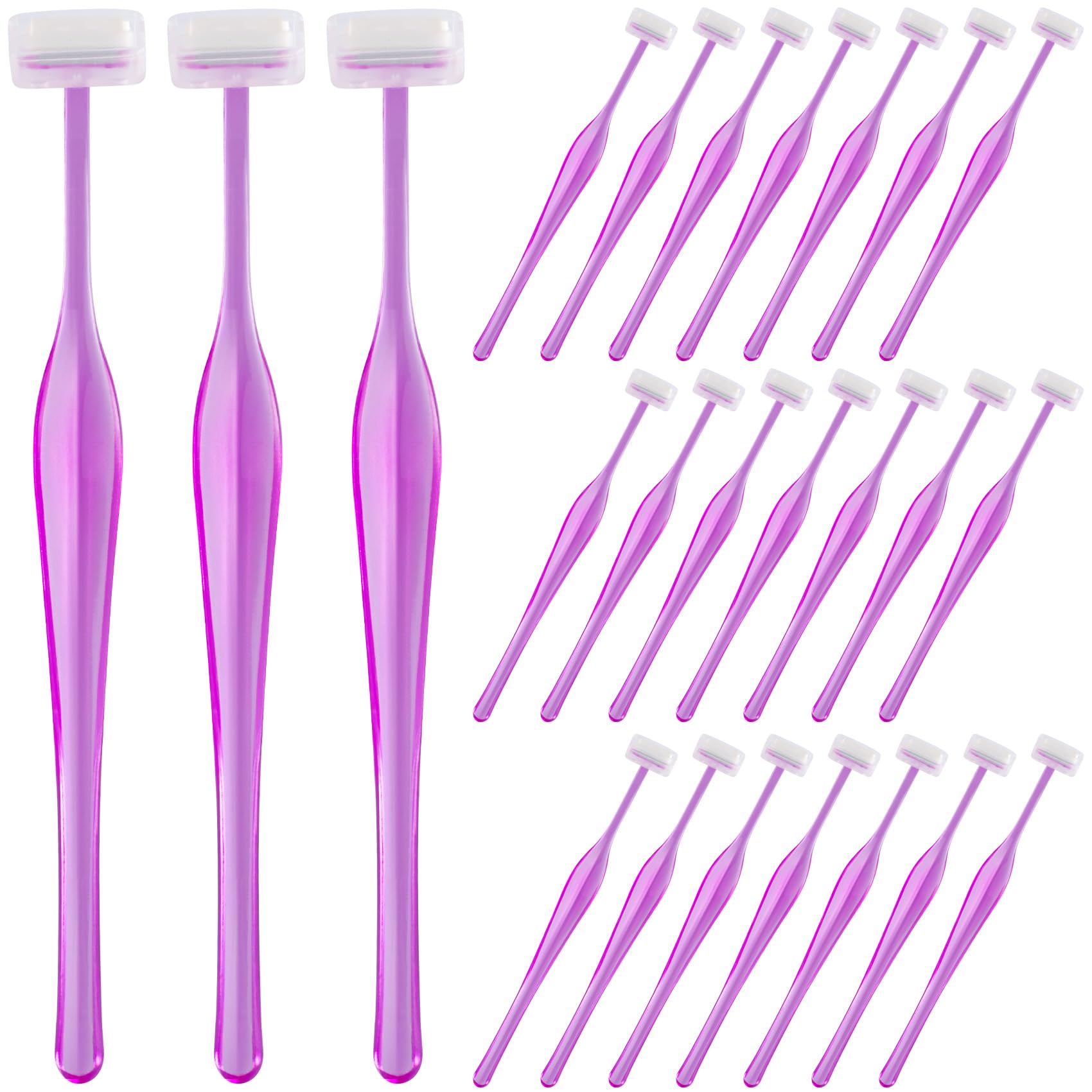 PAGOW 24pcs Eyebrow Razor, T-Shape Facial Razors for Women & Men, Eyebrow Shaper and Shaver with Protective Cover, Eyebrow Trimmer Kit for Face and Eye Brow (Purple)