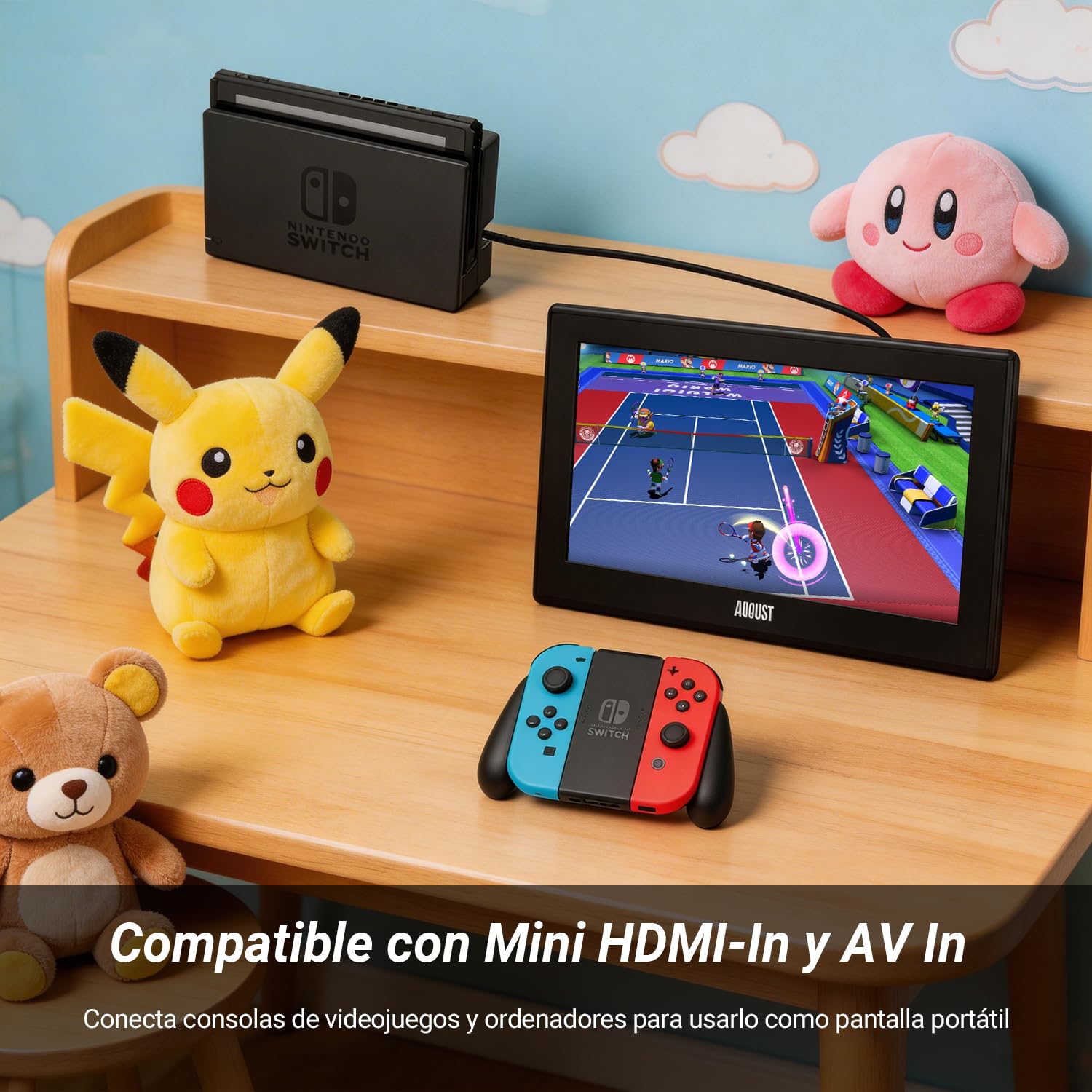 August DA100D TV Portátil TDT 10 Pulgadas LED, Mini Televisión Digital con Red, Batería o 12v, DVB-T / T2 HDM USB Jack 3.5, Tele LED y Grabación, Salón Dormitorio Cocina Coche Camión Caravana - Negro