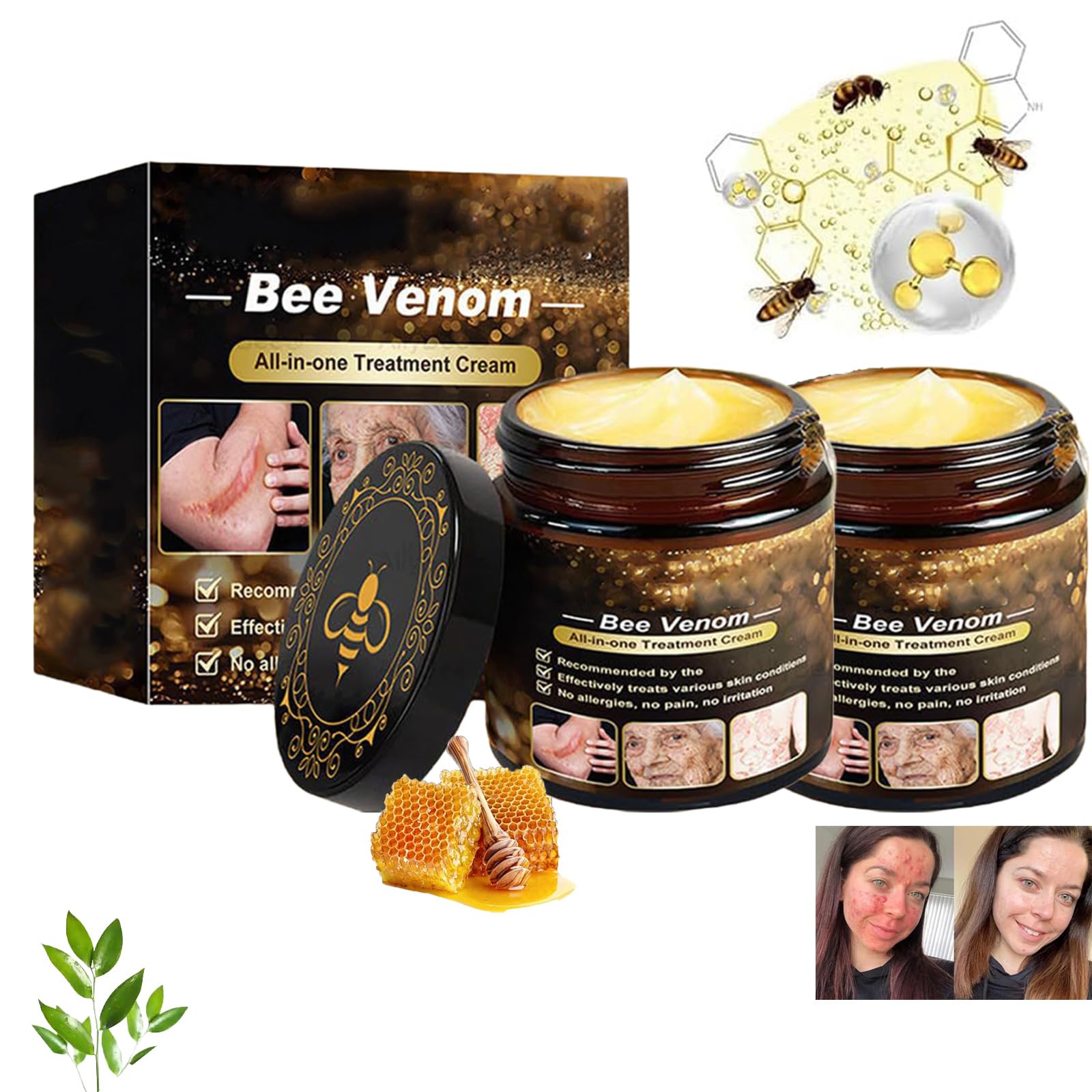 Bee Venom Nourishing Cream for Daily Hydration & Skin, Lightweight Moisturiser with Natural Serum