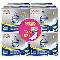 Lines È Notte con Ali: 108 assorbenti ipoallergenici in Lactifless per flussi intensi.