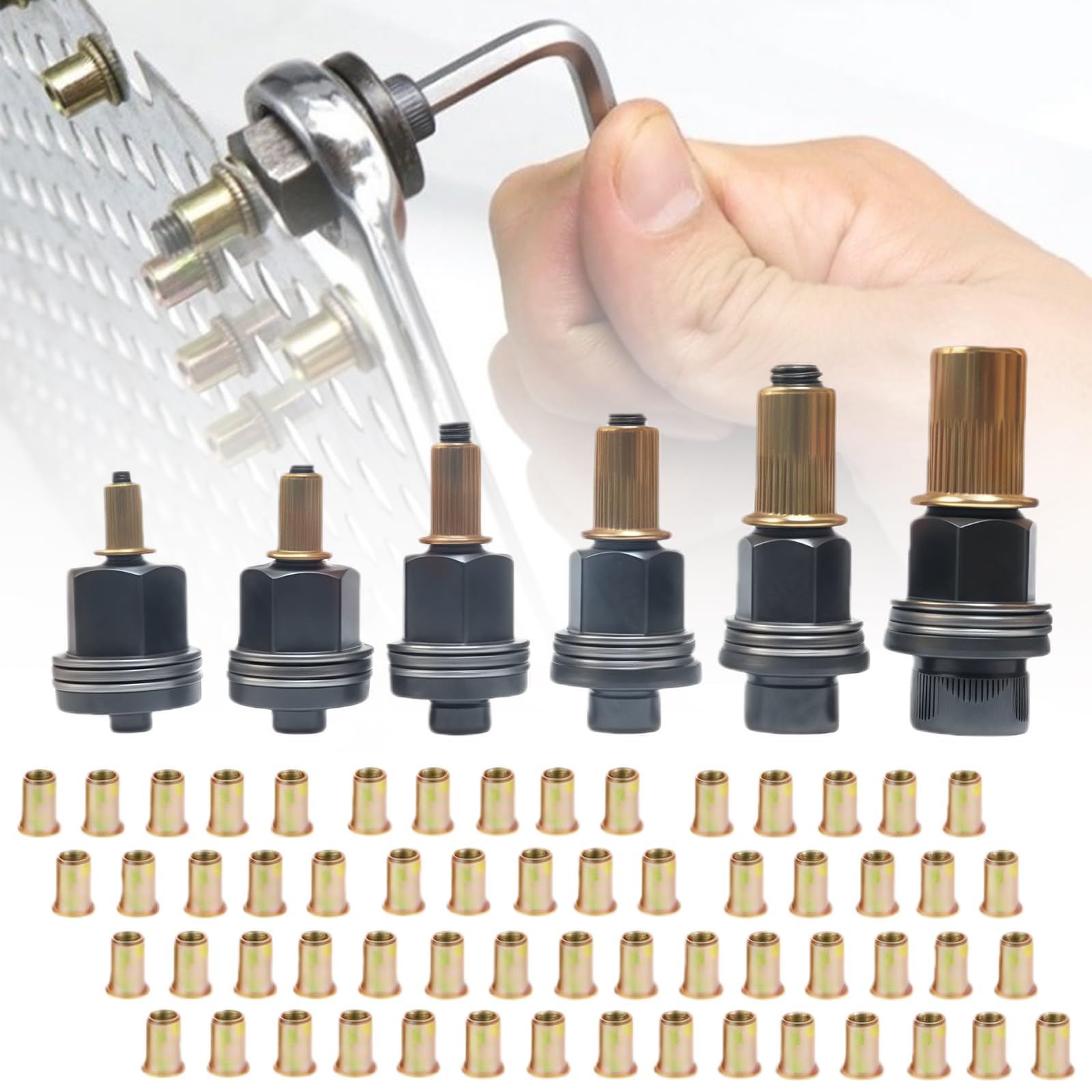 Professional 66Pcs Carbon Steel Rivet Nut Assortment 3mm to 10mm Metal Fastener Heavy Duty for Strong Fastening Solution Carbon Steel Nut Collection