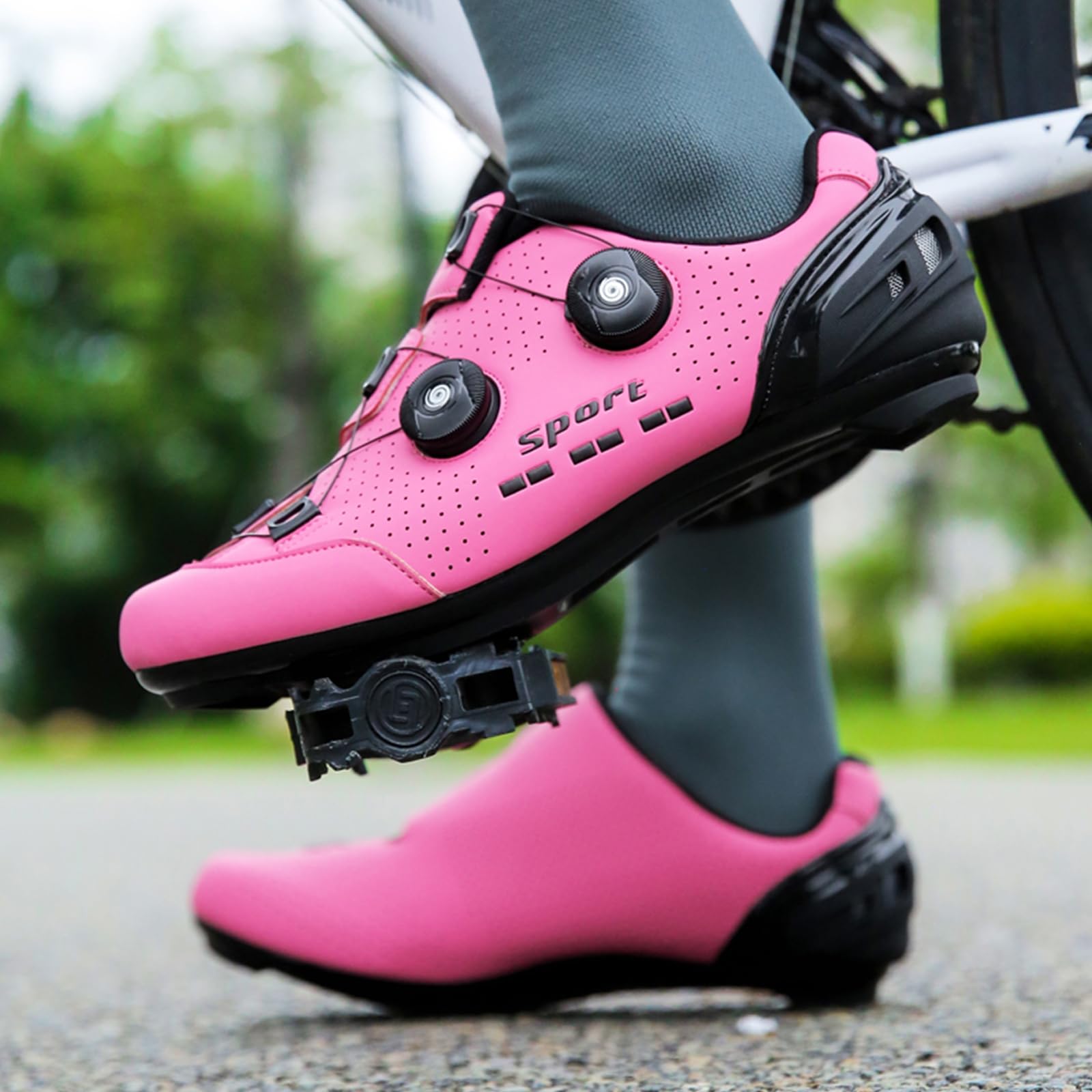 SDEQA Zapatillas de Ciclismo de Montaña Mujer SPD Look Delta Transpirables Antideslizantes