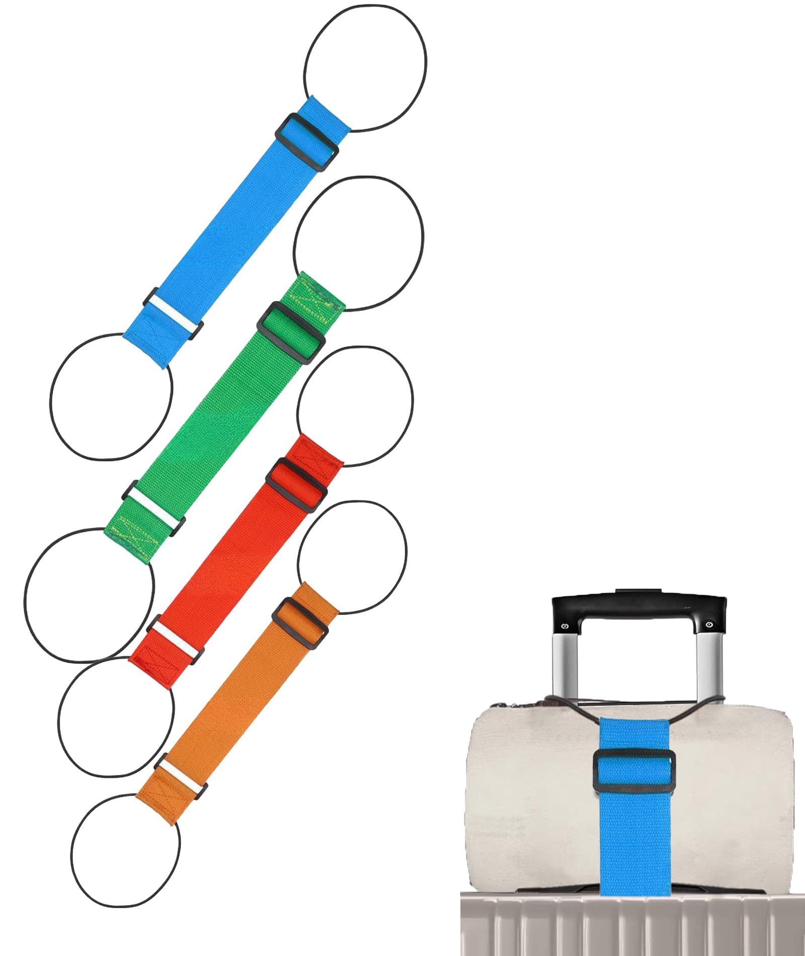 4 Pcs Luggage Straps for Suitcases, Adjustable Luggage Straps, Suitcase Bag Straps for Travel, Secure Suitcase Belts (Red, Orange, Blue, Green) for Easy Identification-image-40