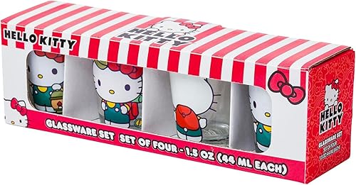 Miniatura 6 de Silver Buffalo Sanrio Hello Kitty Camping - Juego de 4 mini vasos de 1.5 onzas