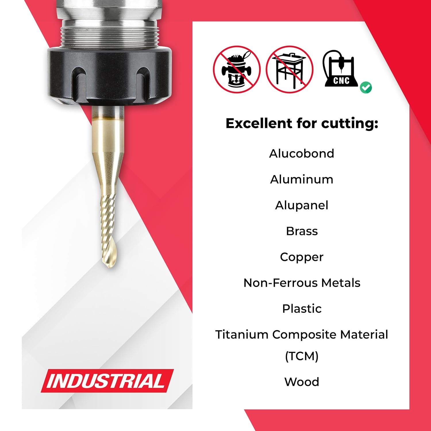 Amana Tool 51876-Z CNC SC Spiral O Single Flute Ball Nose Aluminum Cutting 1/16 R x 1/8 D x 1/4 SHK x 2 Inch Long Up-Cut ZrN Coated Router Bit withMirror Finish