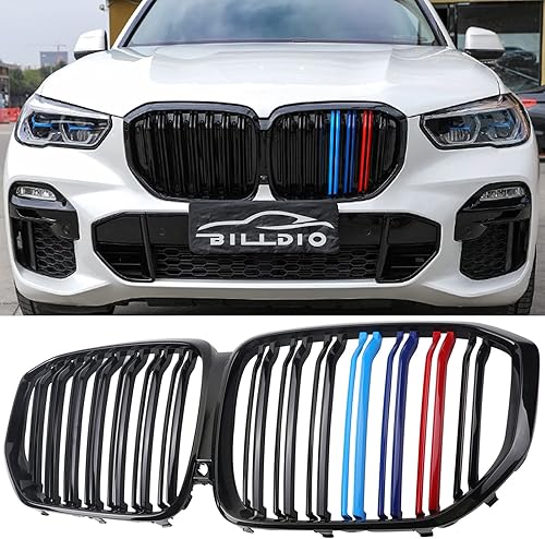 Miniatura 16 de Parrilla de riñón para parachoques delantero, color negro brillante, compatible con BMW X5 E70 X6 E71 2007-2014 doble listón doble línea