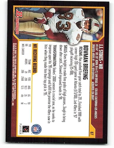 Miniatura 2 de 2000 Bowman #87 J.J. Stokes NM-MT San Francisco 49ers Football