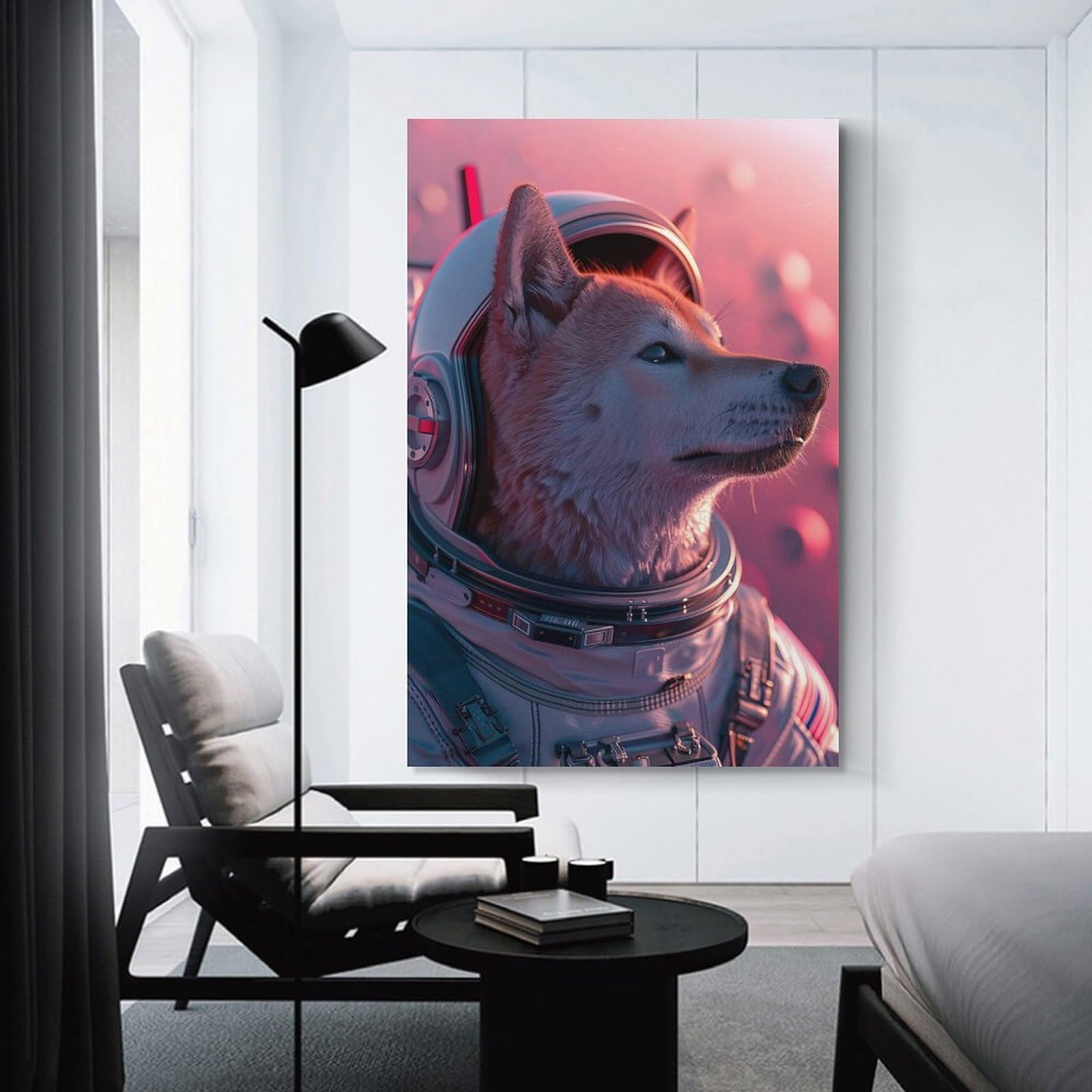 Junmoney Kishu Ken Astronaut Canvas Wall Decor 20x30inch(50x75cm), for Calm Bedrooms, Home Corners Or Flats, An Easy Wall Refresh for Bedrooms