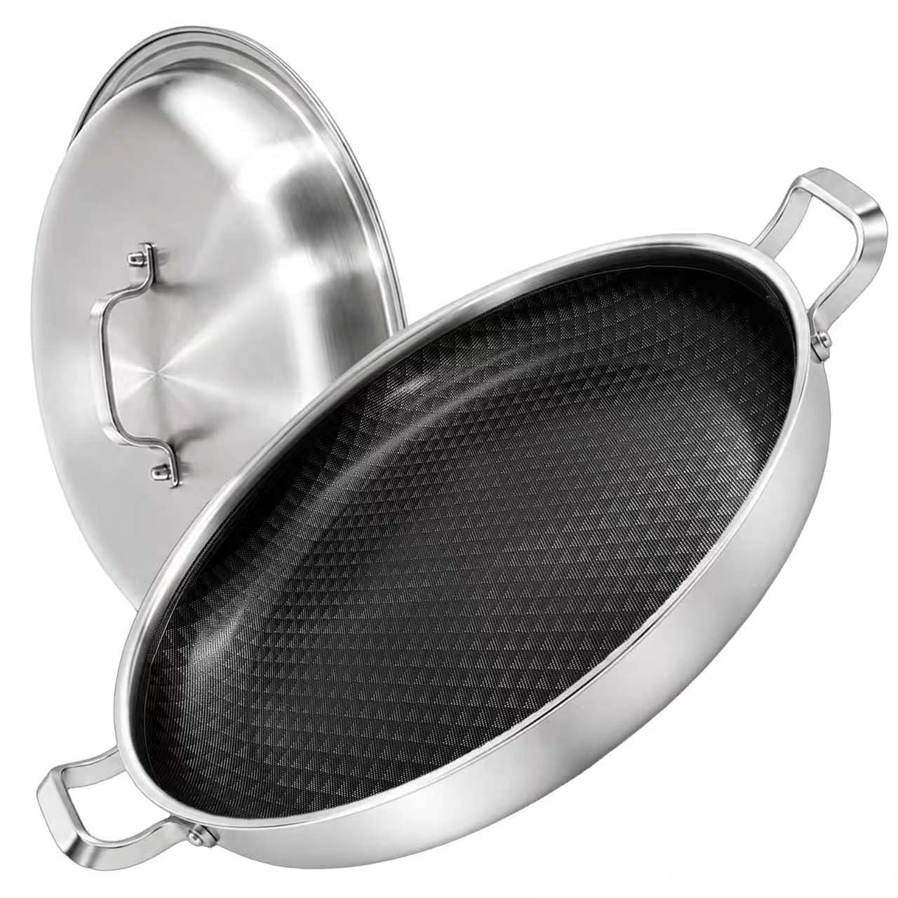 DELARLO 16" Stainless Steel Paella Pan -10
