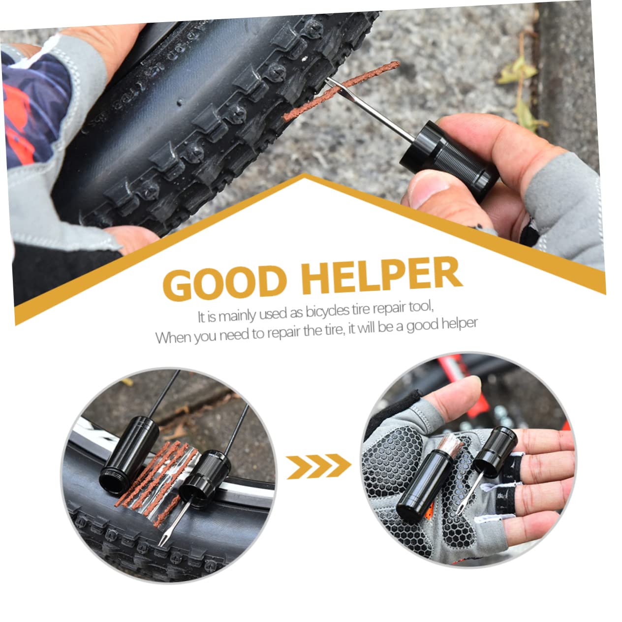 ULTECHNOVO 1Set Professional Tire Plug Kit with Rubber Repair Strings Essential Cycling Repair Tool for Emergency Punctures Durable and Easy to Use Tire Accessory for Bikes and Motorcycles