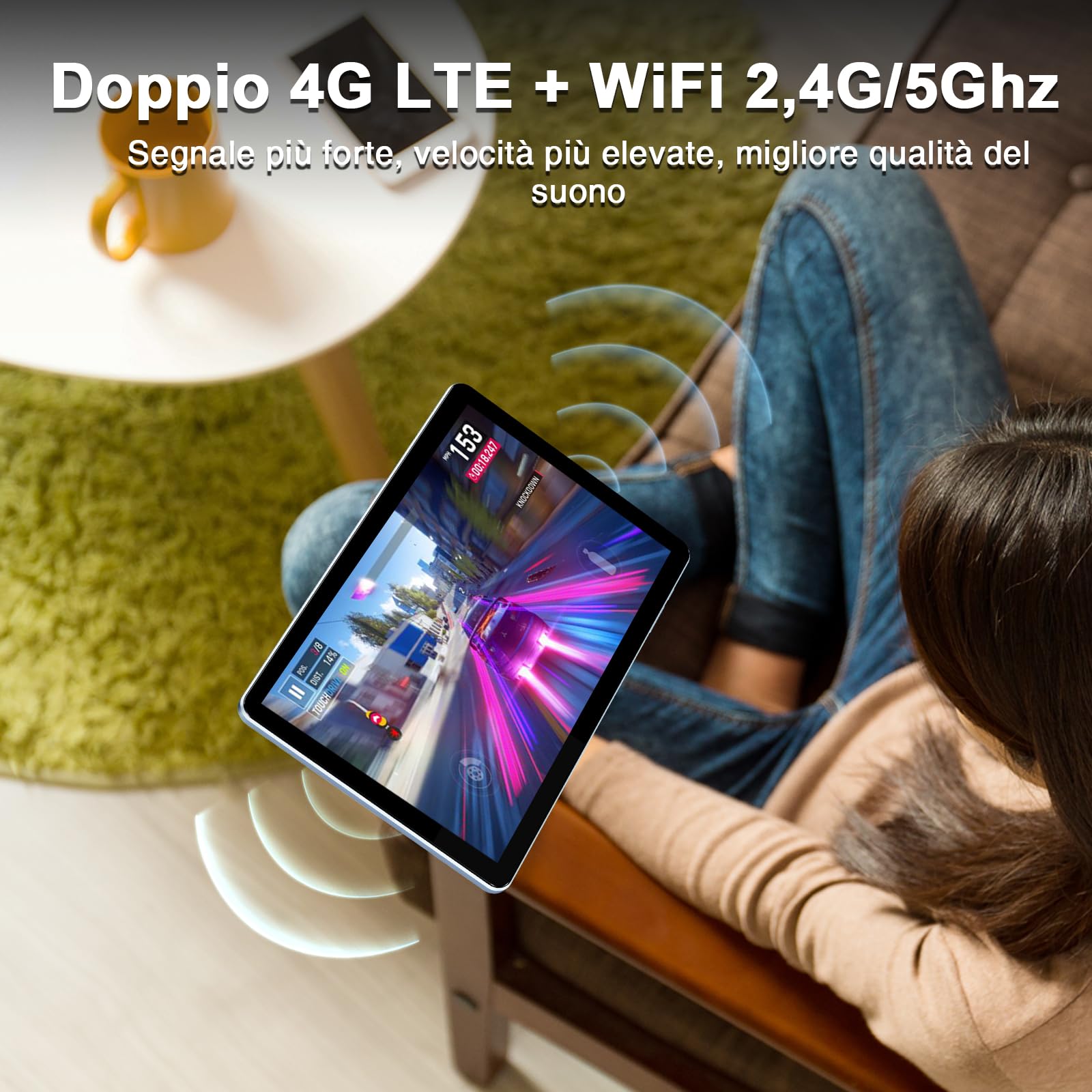 DOOGEE T10W Tablet 10 Pollici, Android 14 Tablet, 8000mAh, Dual 4G LTE + 5G WiFi Tablet, 9GB RAM + 128GB ROM(TF 1TB), TÜV Luce Blu Bassa/Face ID/OTG/ BT5.0/1280 * 800/5MP/3.5mm Jack Blu