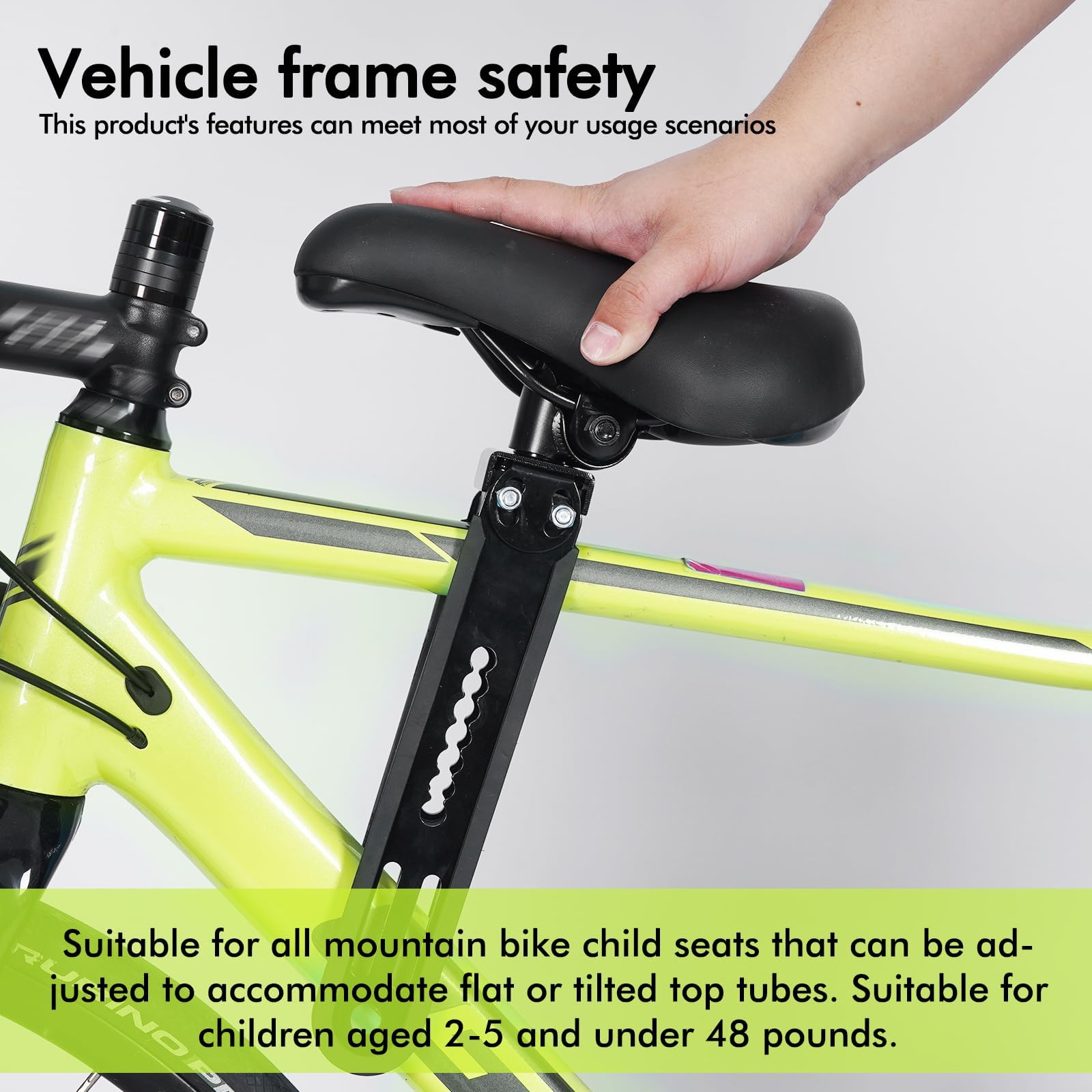 BYZESTY Siège de vélo pour enfant - Siège avant avec guidon et pédales - Siège de vélo amovible pour VTT pour enfants de 2 à 6 ans