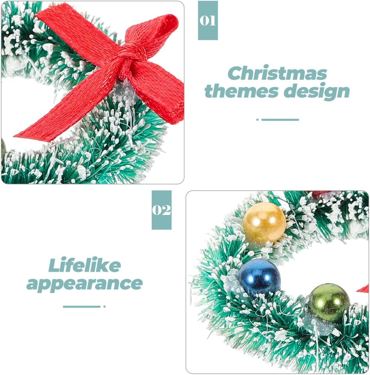 VOSAREA 10pcs Mini Christmas Wreaths Small Crafts Wreaths Christmas Red Bow Artificial Hanging Garlands for Front Door Window Chair Wall Dollhouse Decor - Image 6