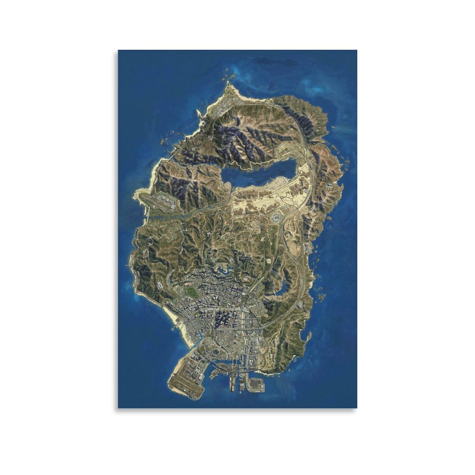 Amazon.co.jp: GTA5衛星地図キャンバスポスター絵画ポスターHD アート