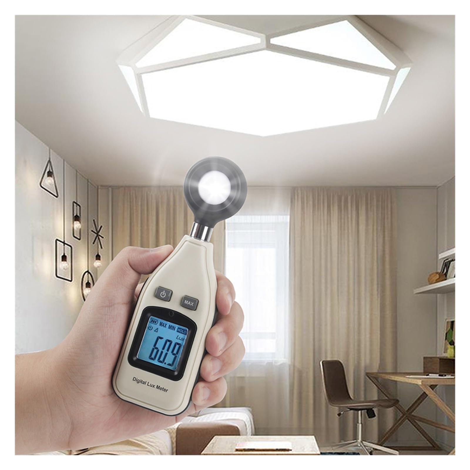 Luxmetro, Misuratore Di Illuminazione For Misurazione Automatica Del Misuratore Di Lux Con Display Digitale Portatile Da 5 Pezzi Con Funzione Di Retroilluminazione Industriale