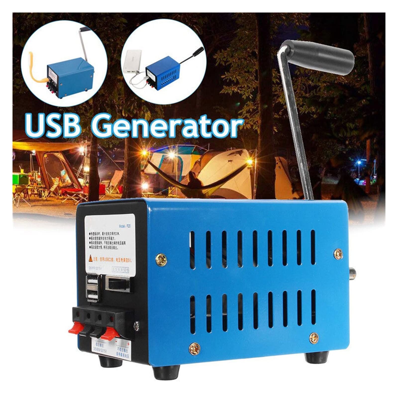 Dinamotor de manivela de emergencia, cargador de Alta potencia, generador de manivela portátil con carga USB, banco de energía de supervivencia para acampar al AIRE Libre