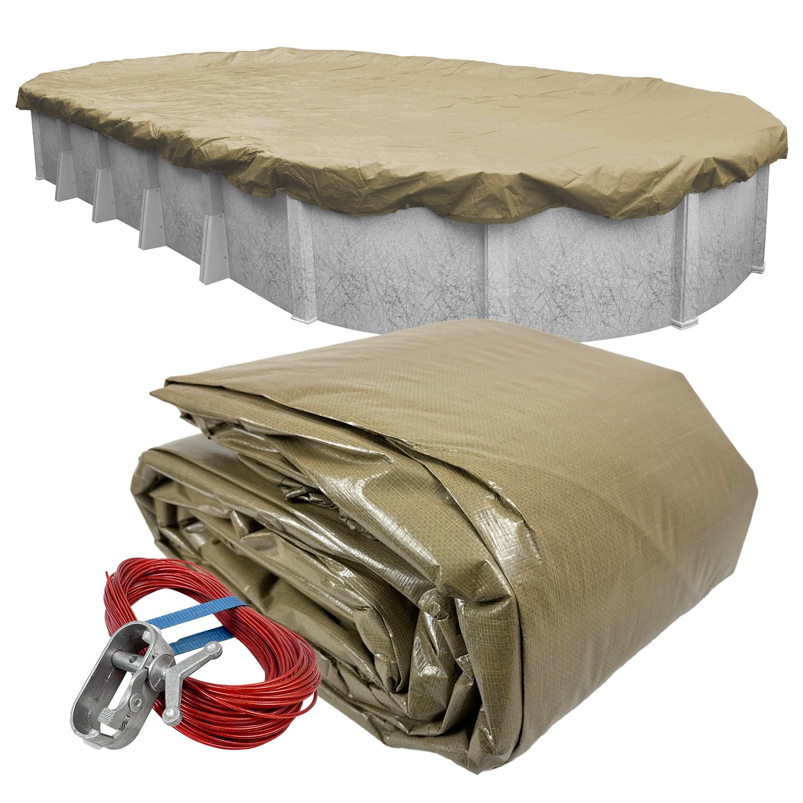 Pool Mate 571218-4 Sandstone Winter Pool Cover for Oval Above Ground Swimming Pools, 12 x 18-ft. Oval Pool-image-19