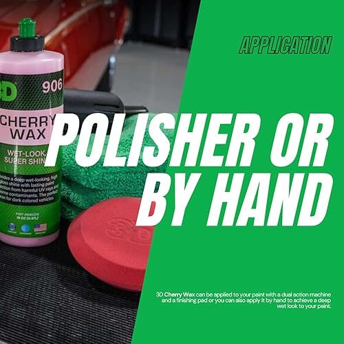 Miniatura 7 de 3D Cereza de cereza cera de carnauba con brillo profundo aspecto húmedo protección UV para colores de pintura oscura 16 onzas