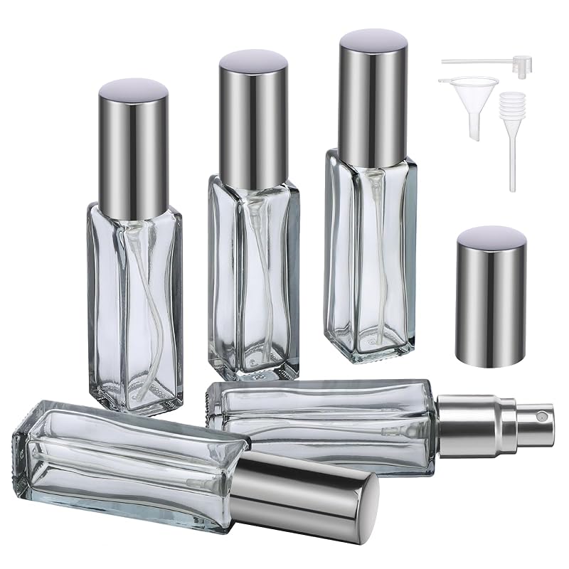 Segbeauty Frasco Atomizador Recarregável para Perfume, 10 mL, com Funil, Conta-gotas e Bomba, Pacote com 5