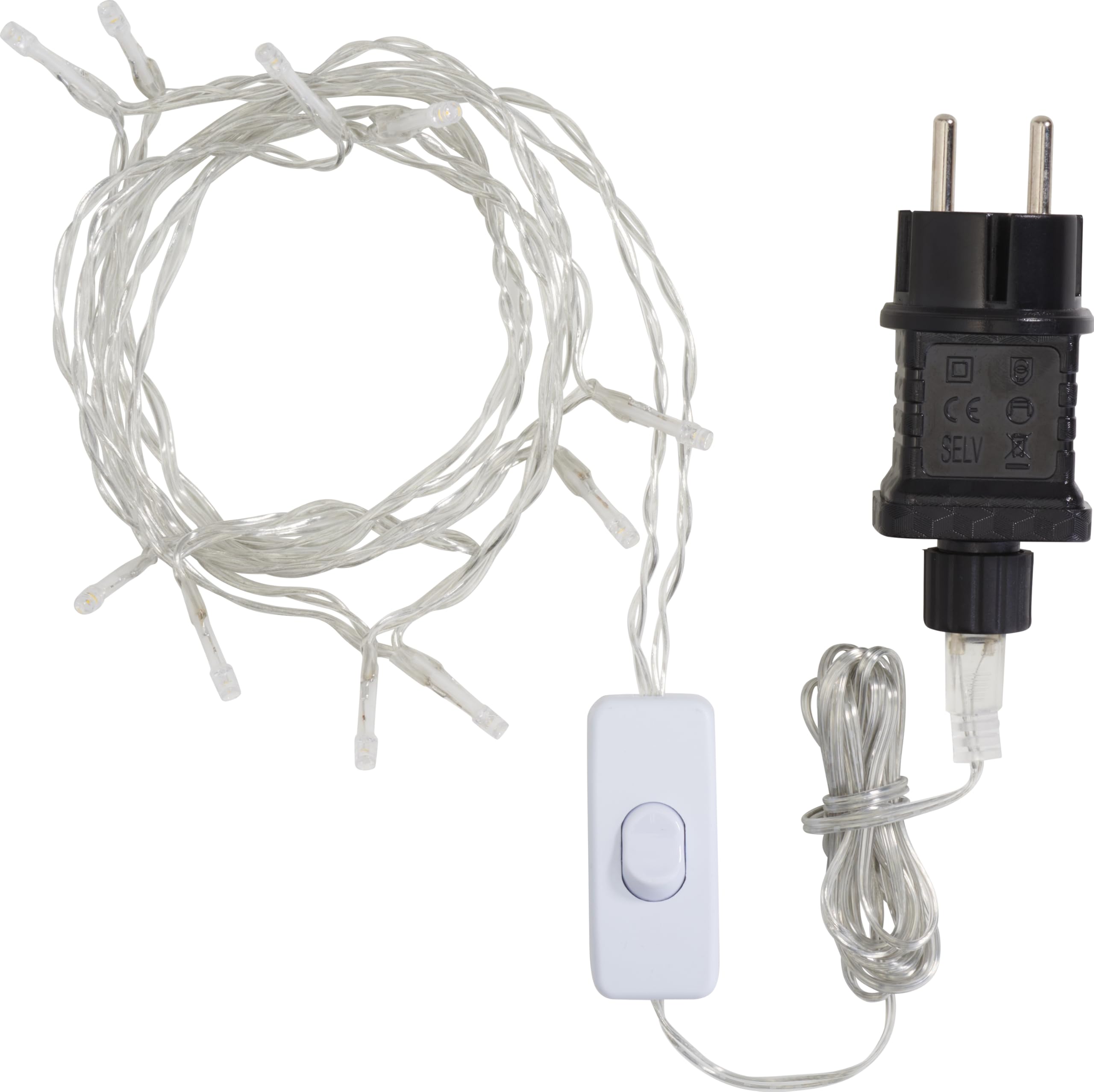 VBS LED-Lichterkette mit Schalter Kreisschaltung 10 LEDs warmweiß Kunststoff Metall Winterbeleuchtung Lichterkette 10 Lampen Kreisschaltung Schalter für stimmungsvolle Dekoration Kabel Transparent Beleuchtung