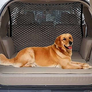 Car Dog Barrier Net, Hook Up Elastic Envelope Luggage Net (47.24" x 33.85") Dual Layer Safety Net for Pet Dog Vehicle Universal Mesh Barrier Guard Blocks Access to Car Front Seats Organiser Net Bag